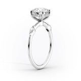 Three Stone Cushion Cut Moissanite Hidden Halo Wedding Ring