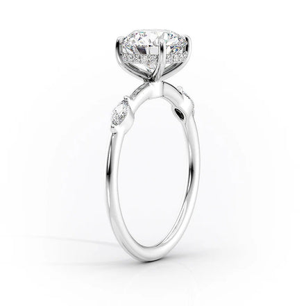 D Color Moissanite Oval Cut Hidden Halo Engagement Ring