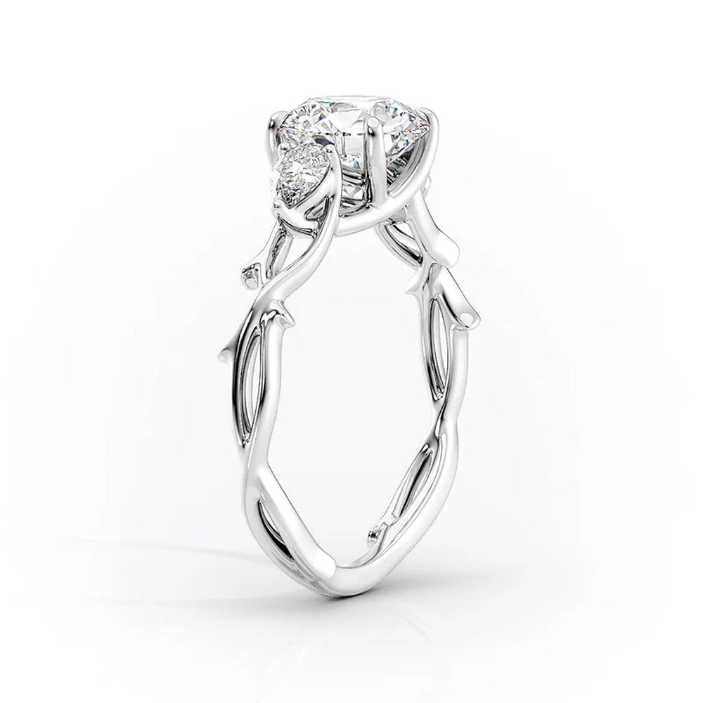 Vintage Style Pear Cut Moissanite Engagement Ring