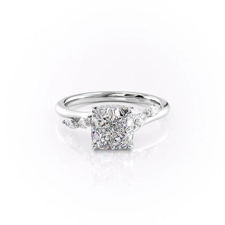 VVS1 Moissnite Cushion Cut Unique Style Wedding Ring