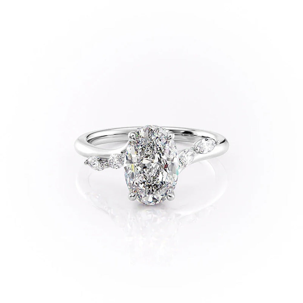 Five Stone Oval Cut D Color Moissanite Engagement Ring