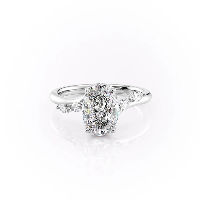 Five Stone Oval Cut D Color Moissanite Engagement Ring