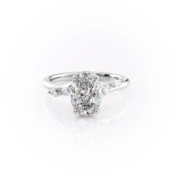Five Stone Oval Cut D Color Moissanite Engagement Ring