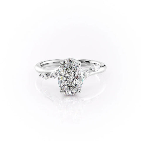 Five Stone Oval Cut D Color Moissanite Engagement Ring