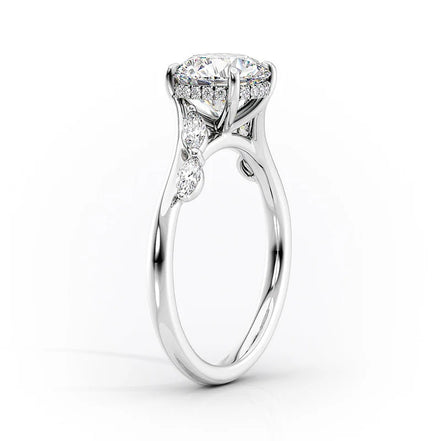 Five Stone Oval Cut D Color Moissanite Engagement Ring