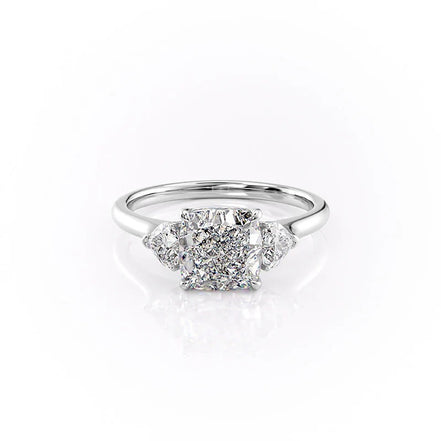 Moissanite Cushion Cut Three Stone Engagement Ring