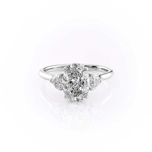 Three Stone Moissnaite Oval Cut Promise Ring