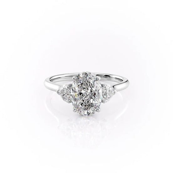 Three Stone Moissnaite Oval Cut Promise Ring
