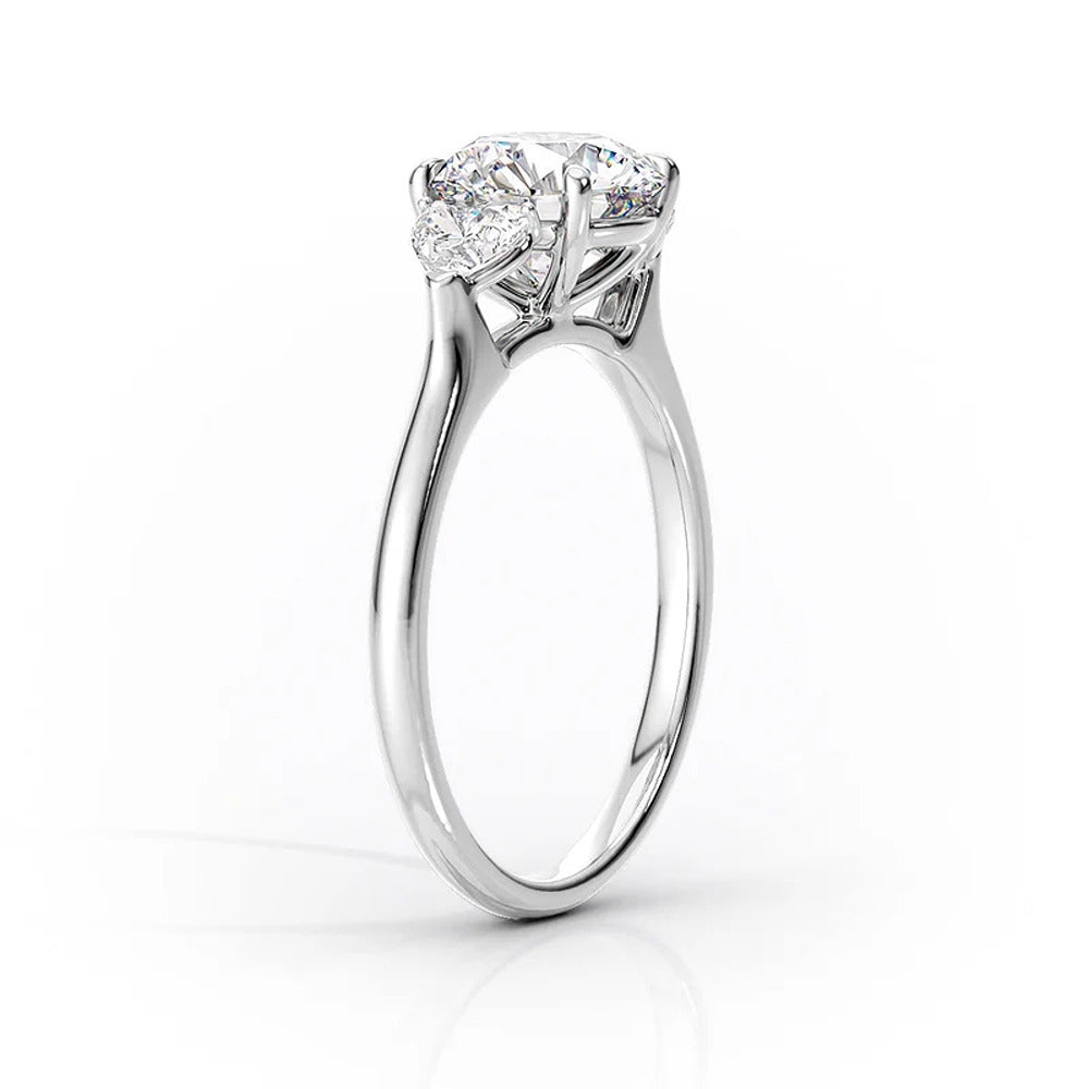D Color Moissanite Pear Cut Three Stone Diamond Ring