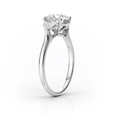 D Color Moissanite Pear Cut Three Stone Diamond Ring