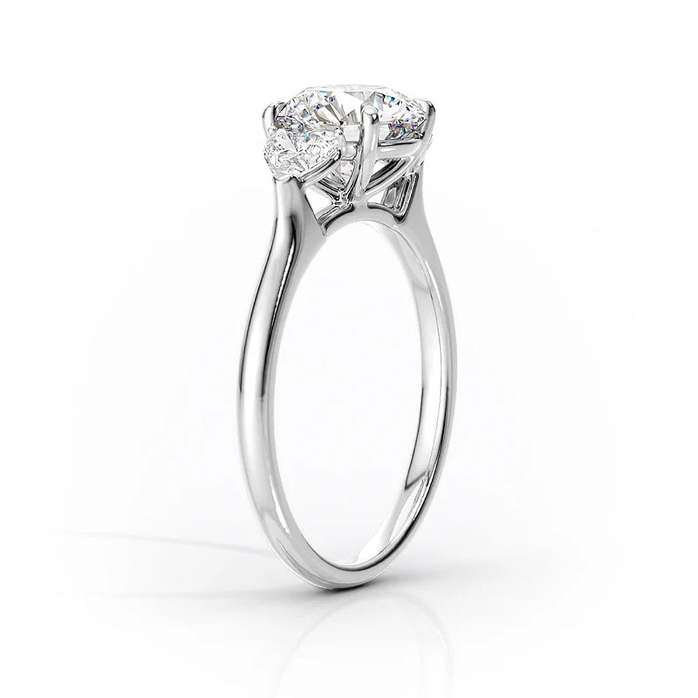 Moissanite Cushion Cut Three Stone Engagement Ring