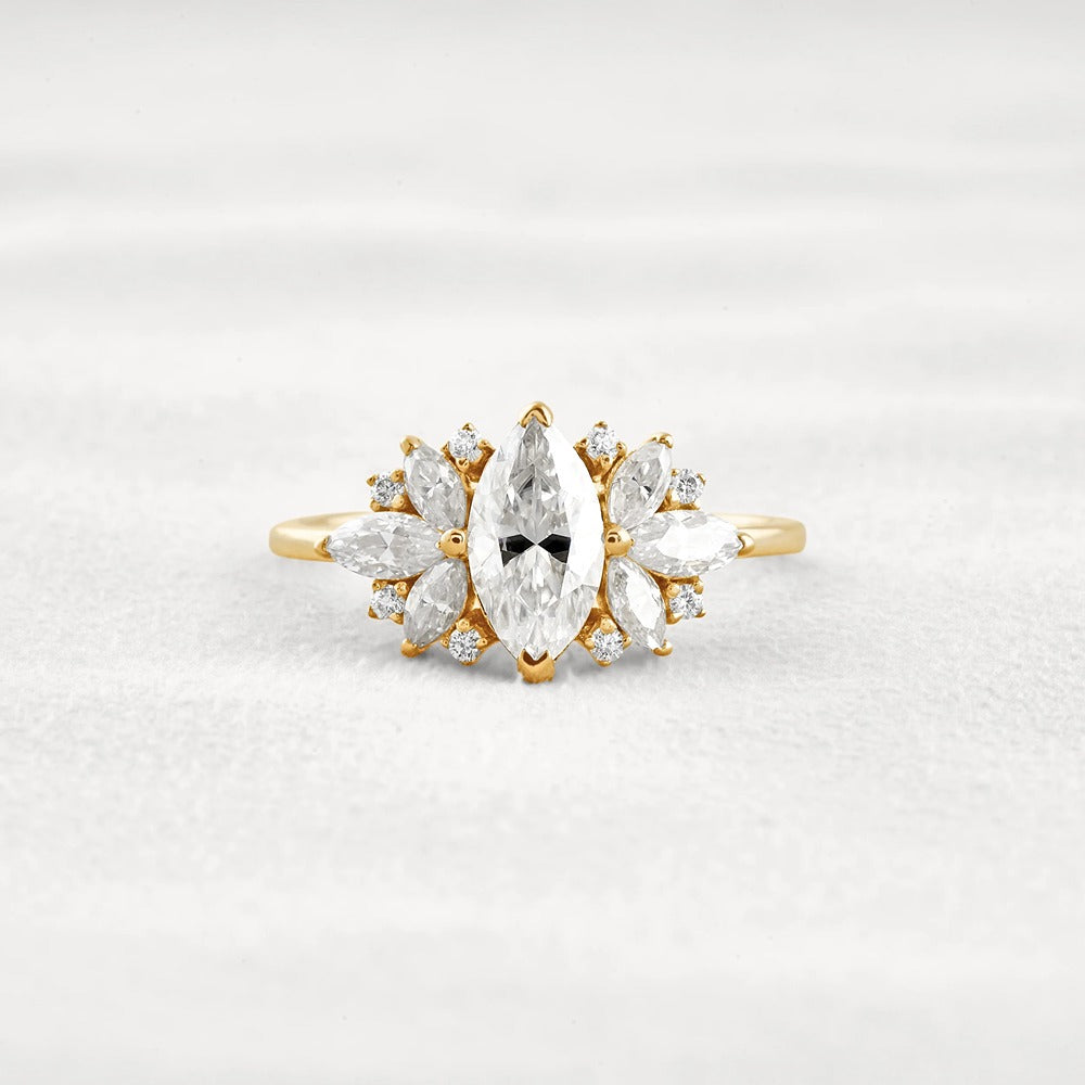 VVS1 Moissanite Marquise Cut Vintage Wedding Proposal Ring