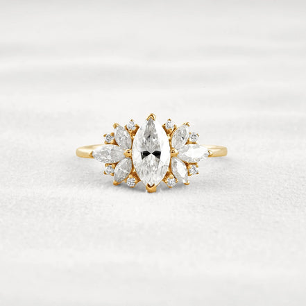 VVS1 Moissanite Marquise Cut Vintage Wedding Proposal Ring