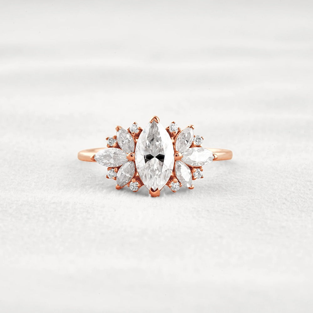 VVS1 Moissanite Marquise Cut Vintage Wedding Proposal Ring