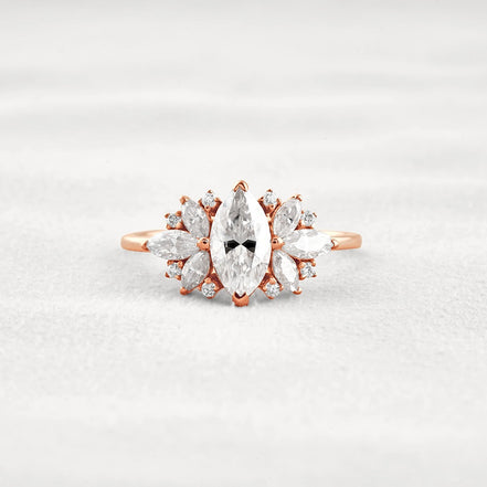VVS1 Moissanite Marquise Cut Vintage Wedding Proposal Ring