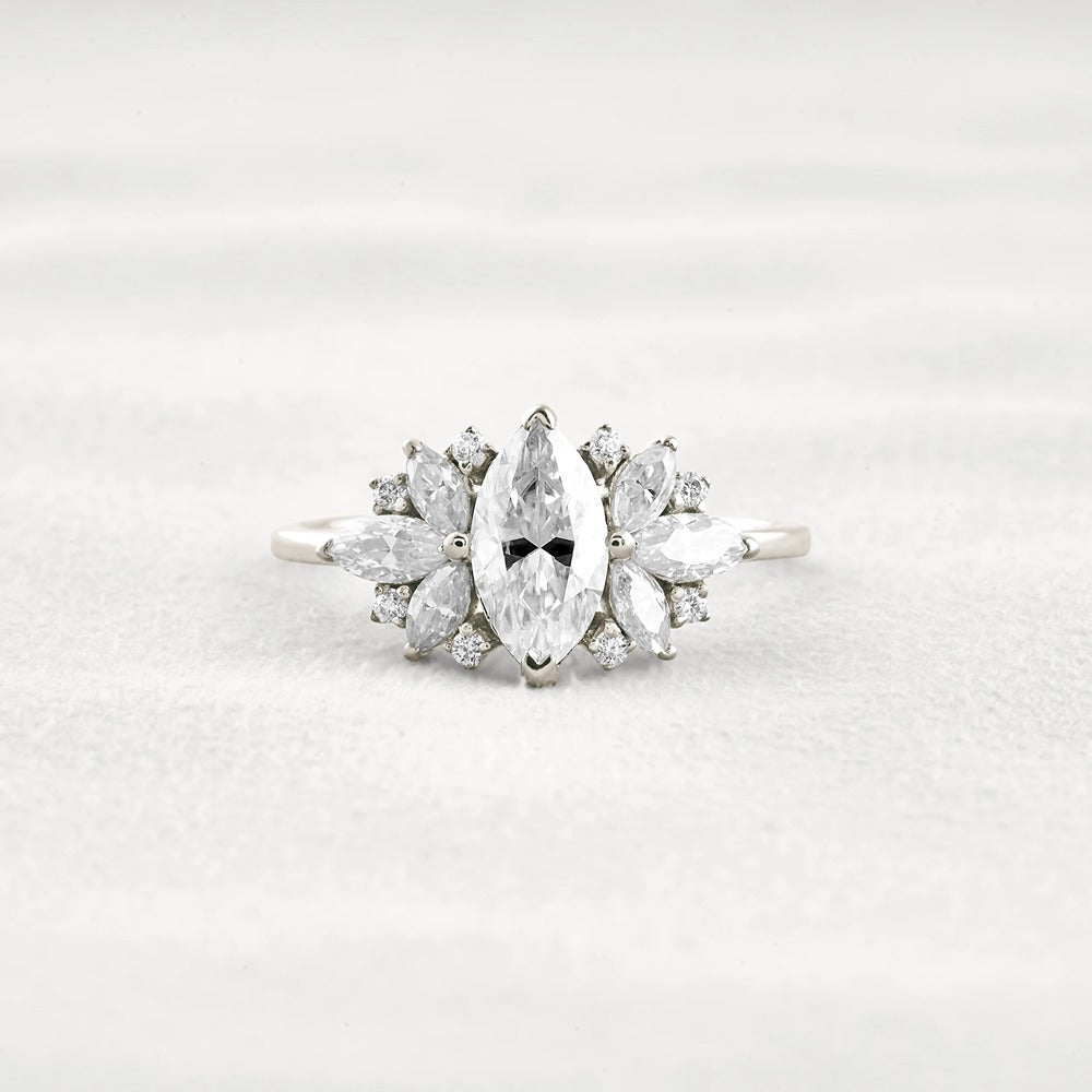 VVS1 Moissanite Marquise Cut Vintage Wedding Proposal Ring