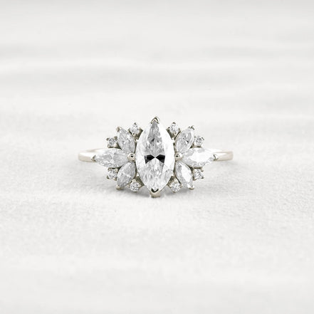 VVS1 Moissanite Marquise Cut Vintage Wedding Proposal Ring