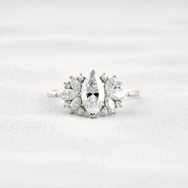 VVS1 Moissanite Marquise Cut Vintage Wedding Proposal Ring