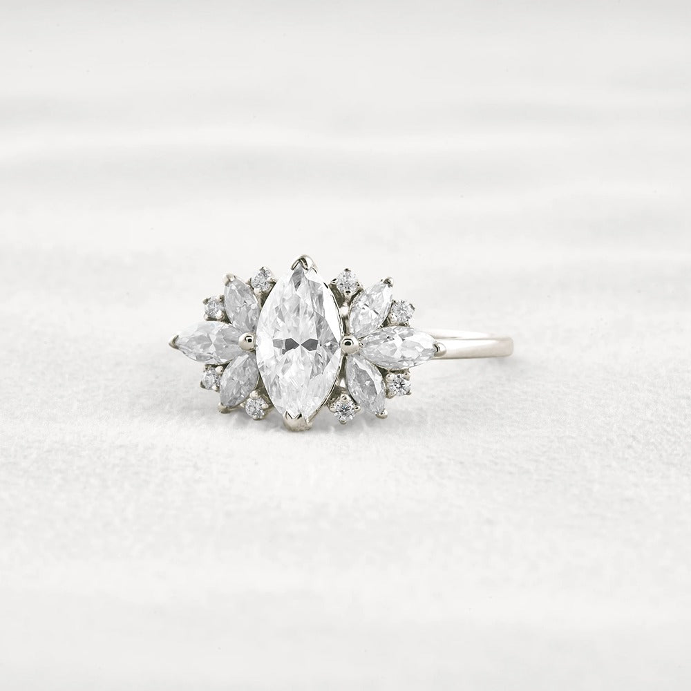 VVS1 Moissanite Marquise Cut Vintage Wedding Proposal Ring