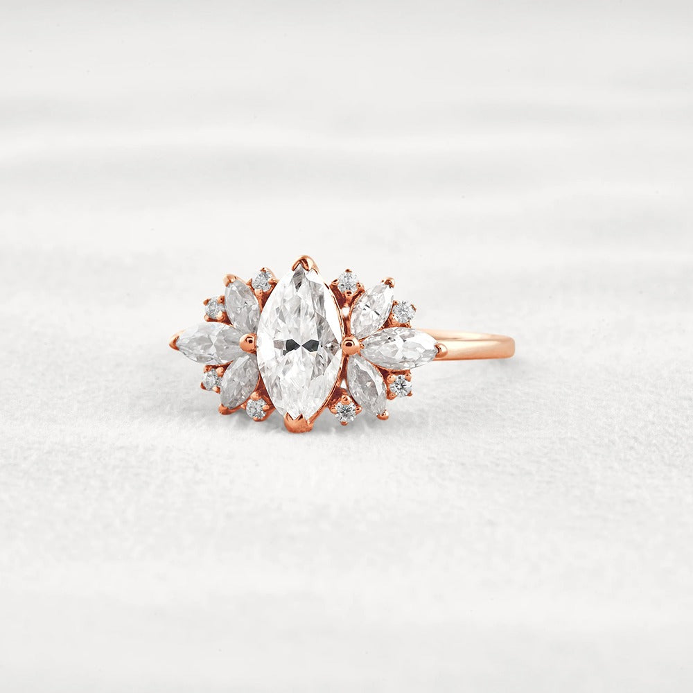 VVS1 Moissanite Marquise Cut Vintage Wedding Proposal Ring