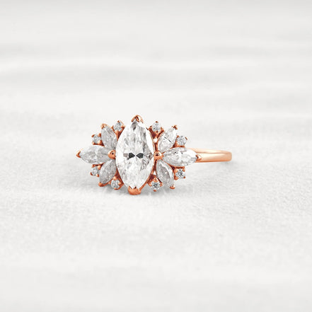 VVS1 Moissanite Marquise Cut Vintage Wedding Proposal Ring