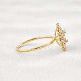 D Color Moissanite Diamond Floral Halo Engagement Ring