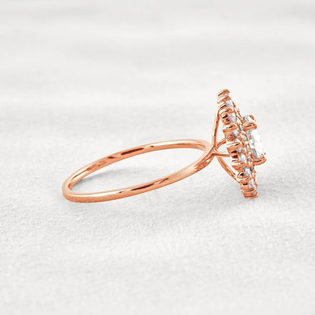D Color Moissanite Diamond Floral Halo Engagement Ring