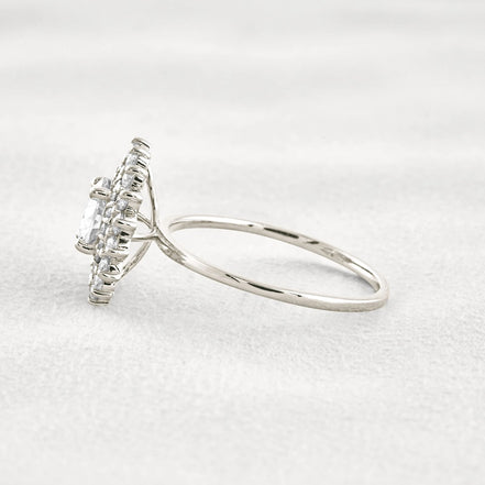 D Color Moissanite Diamond Floral Halo Engagement Ring