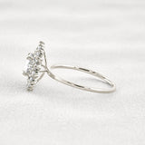 D Color Moissanite Diamond Floral Halo Engagement Ring