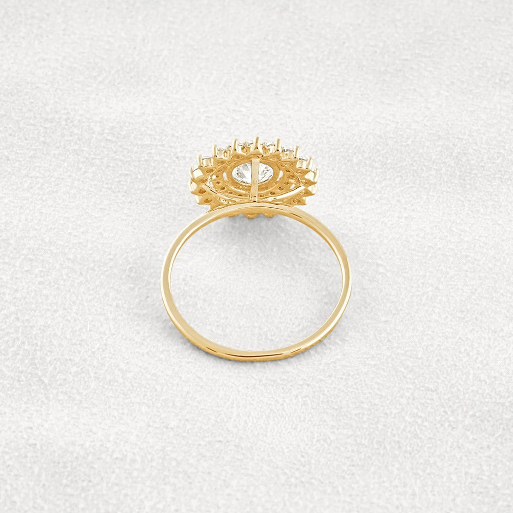 D Color Moissanite Diamond Floral Halo Engagement Ring