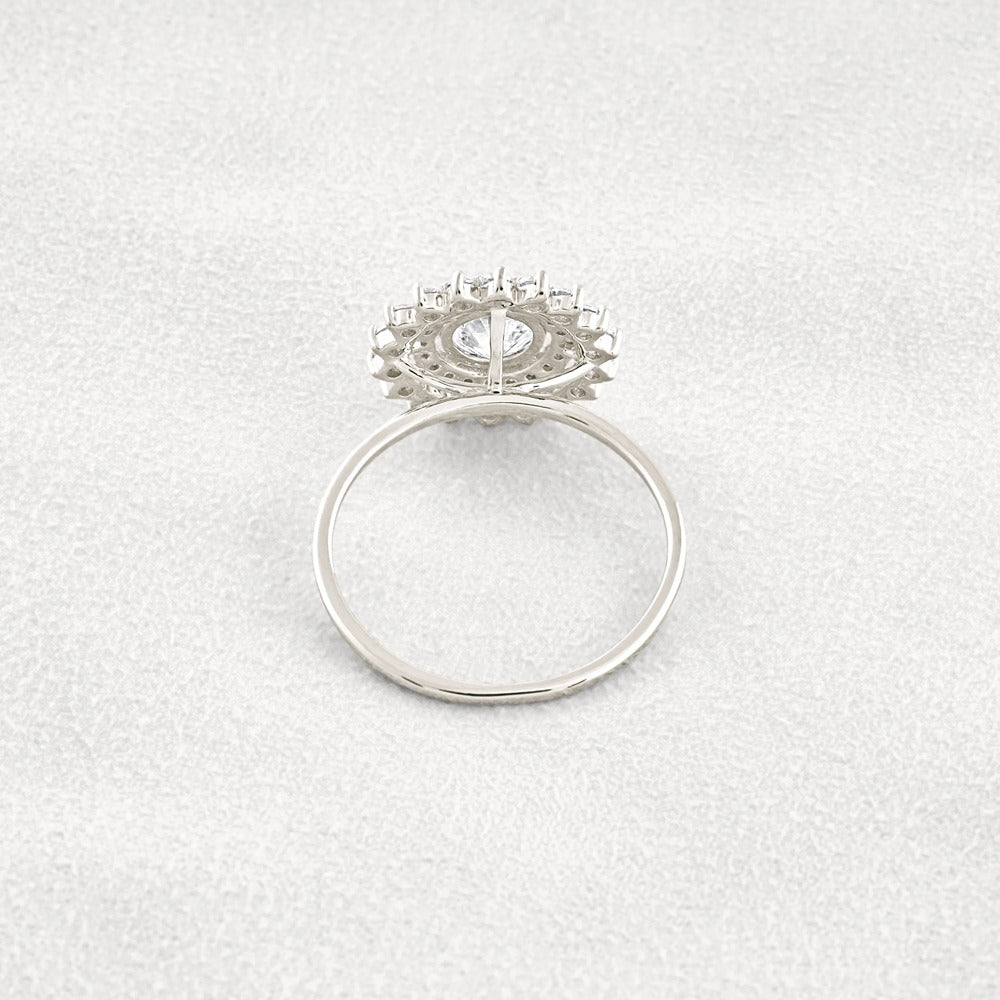 D Color Moissanite Diamond Floral Halo Engagement Ring