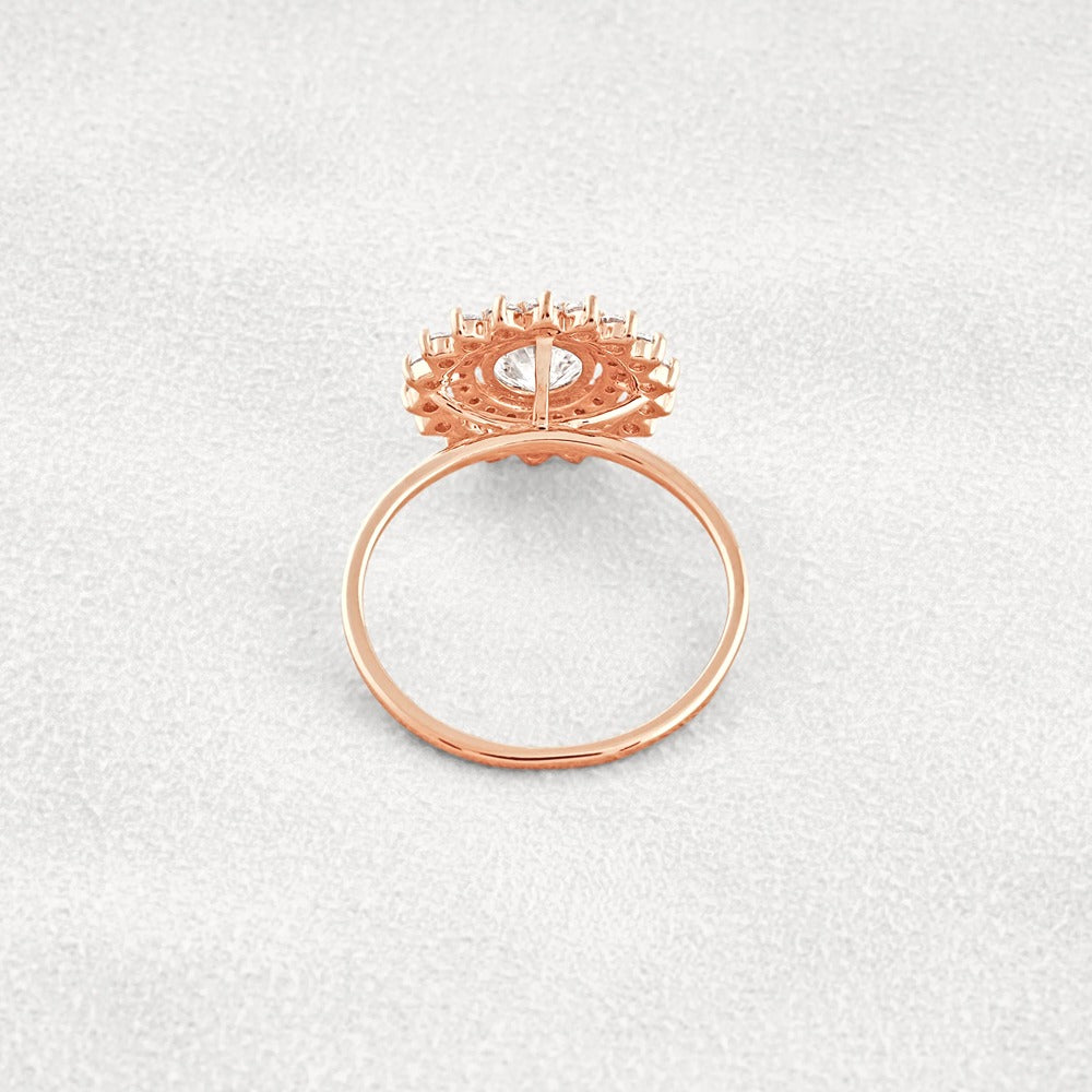 D Color Moissanite Diamond Floral Halo Engagement Ring