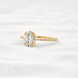 Double Claw Prong Oval Cut Pave Set Moissanite Diamond Ring