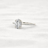 Double Claw Prong Oval Cut Pave Set Moissanite Diamond Ring