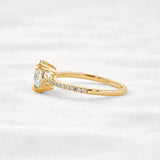 Double Claw Prong Oval Cut Pave Set Moissanite Diamond Ring