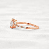 Double Claw Prong Oval Cut Pave Set Moissanite Diamond Ring