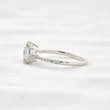 Double Claw Prong Oval Cut Pave Set Moissanite Diamond Ring