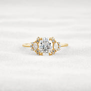 Oval Cut Cluster Moissnaite Engagement Ring