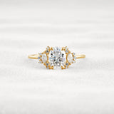 Oval Cut Cluster Moissnaite Engagement Ring