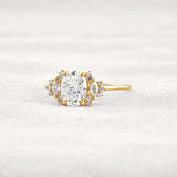 Oval Cut Cluster Moissnaite Engagement Ring