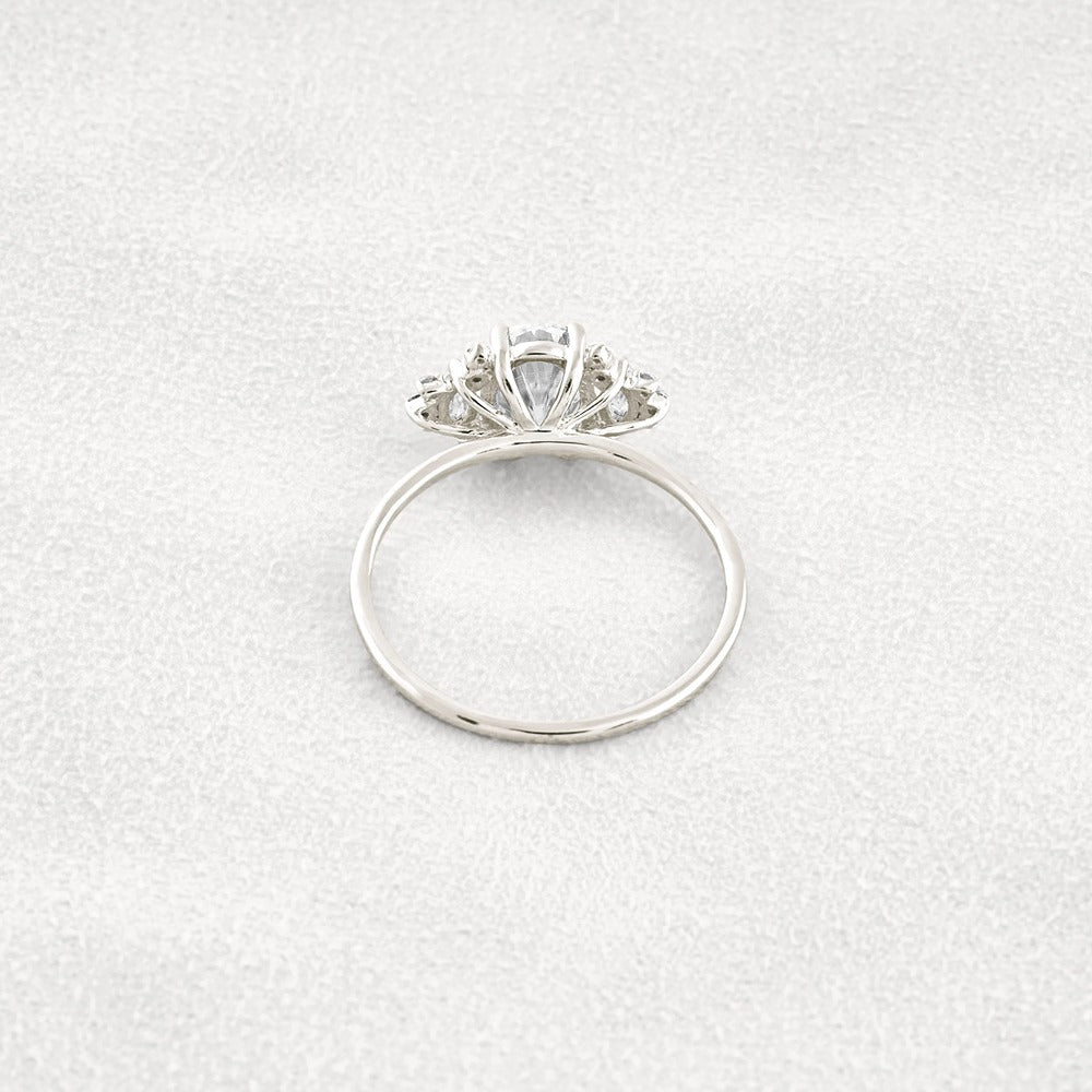 Oval Cut Cluster Moissnaite Engagement Ring