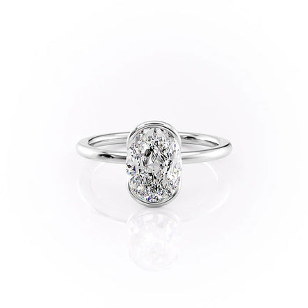 Oval Cut Moissanite Half Bezel Solitaire Ring