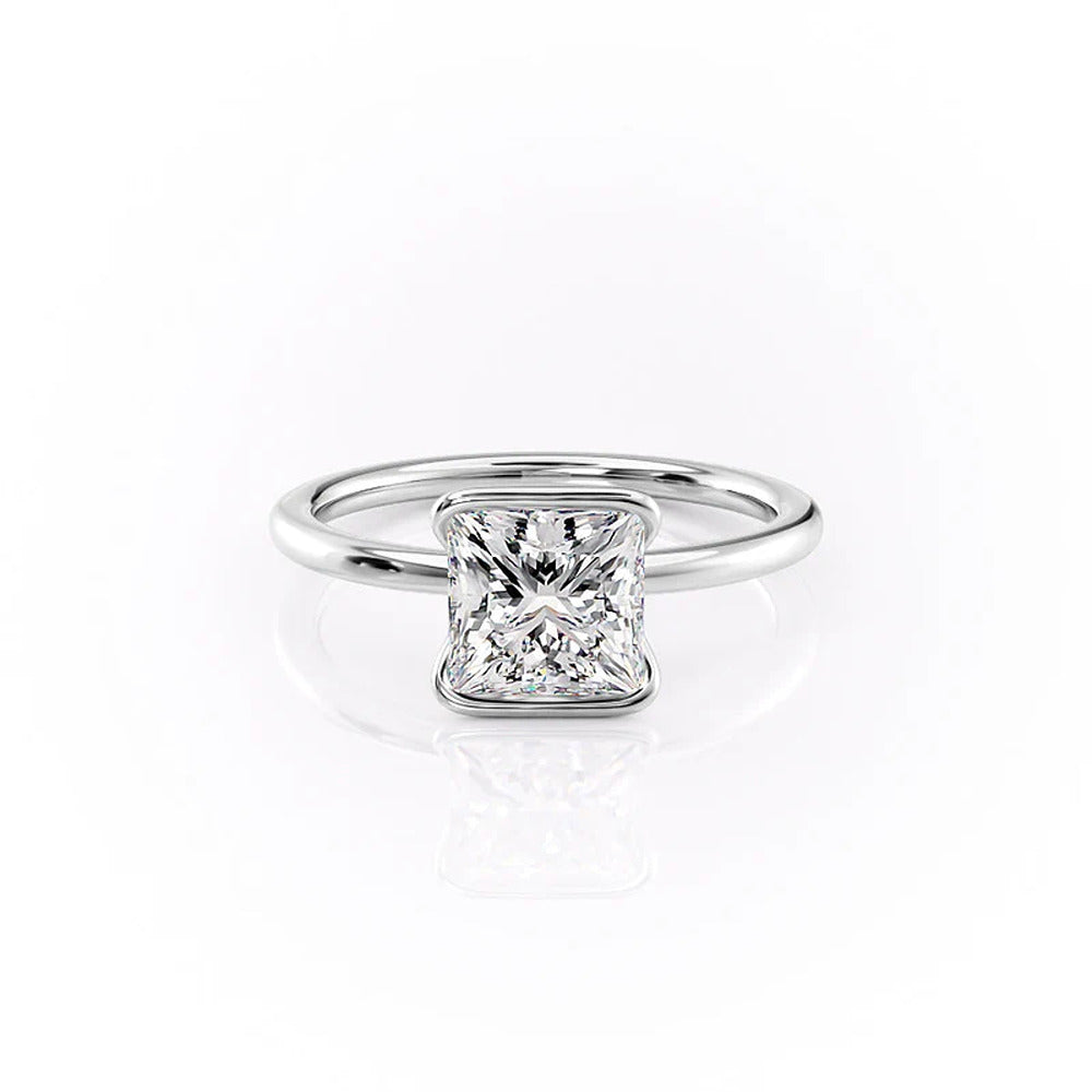 Solitaire Half Bezel Moissanite Wedding Ring Gift For Her
