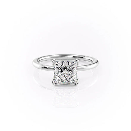 Solitaire Half Bezel Moissanite Wedding Ring Gift For Her