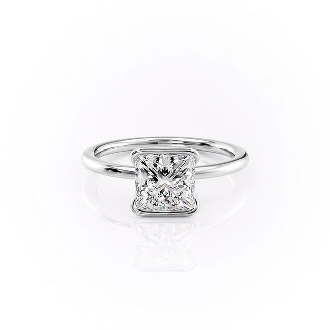 Solitaire Half Bezel Moissanite Wedding Ring Gift For Her