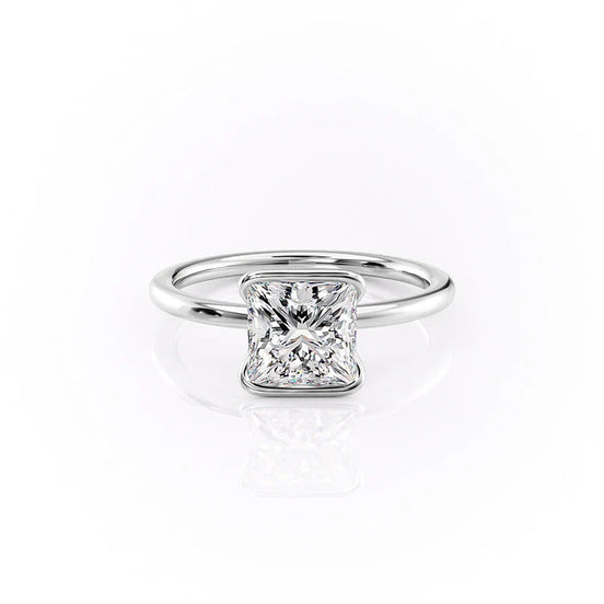 Solitaire Half Bezel Moissanite Wedding Ring Gift For Her