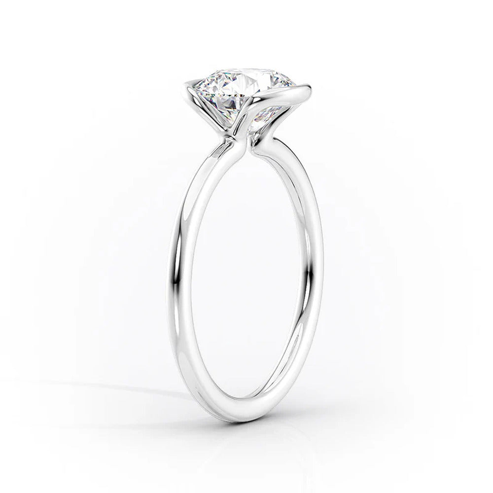 Solitaire Half Bezel Moissanite Wedding Ring Gift For Her