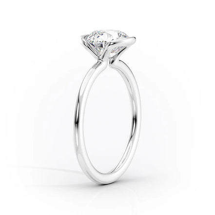 Half Bezel Pear Cut Solitaire Moissanite Wedding Proposal Ring