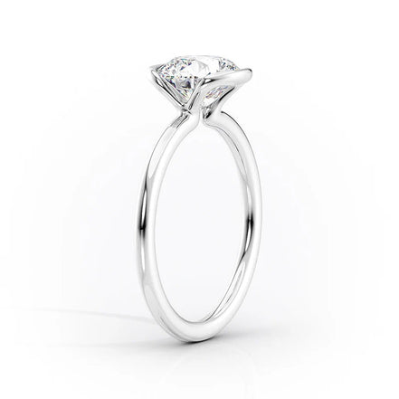 Moissanite Round Cut Half Bezel Set Solitaire Engagement Ring