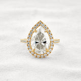 Moissanite Pear Cut Hidden Accent Fancy Engagement Ring
